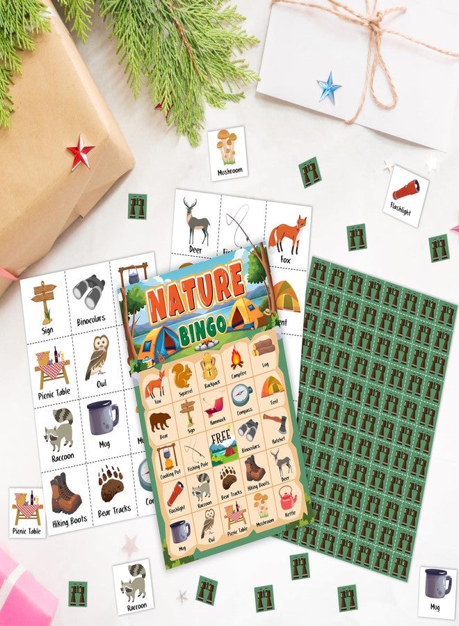 Mueddur Nature Bingo Card, Camping Games for Adults Family, Nature Themed Birthday Game, Outdoor Adventure Bingo Kit for Camping Party, Travel Games for 24 Players, Hike Field Trip Supplies -16 - Image 4